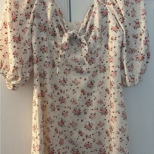 Pink Lily Cream Floral Mini Dress